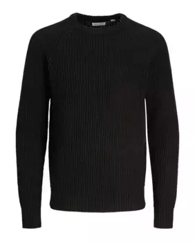 Мужской структурированный свитер с круглым вырезом Jack & Jones, черный