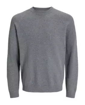 Мужской структурированный свитер с круглым вырезом Jack & Jones, серый