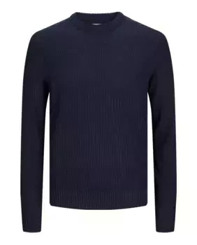 Мужской структурированный свитер с круглым вырезом Jack & Jones, темно-синий