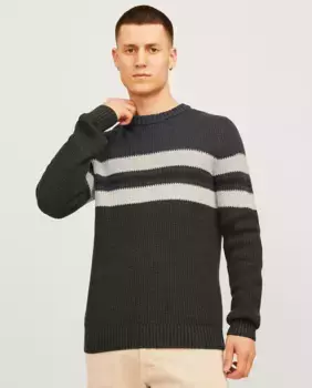 Мужской структурированный свитер с круглым вырезом Jack & Jones, темно-зеленый