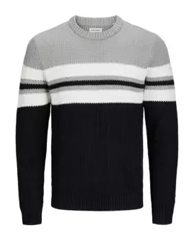 Мужской структурированный свитер с круглым вырезом Jack & Jones, светло-серый