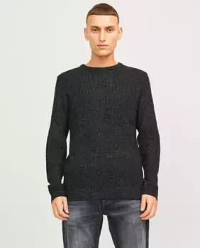 Мужской структурированный свитер с круглым вырезом Jack & Jones, темно-серый