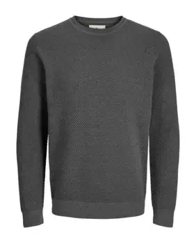 Мужской структурированный свитер с круглым вырезом Jack & Jones, серый
