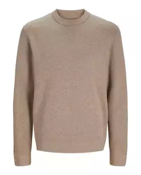 Мужской структурированный свитер с круглым вырезом Jack & Jones, бежевый