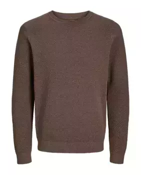 Мужской структурированный свитер с круглым вырезом Jack & Jones, коричневый