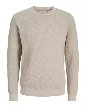 Мужской структурированный свитер с круглым вырезом Jack & Jones, бежевый