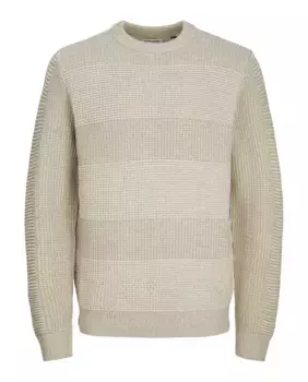 Мужской структурированный свитер с круглым вырезом Jack & Jones, цвет Natural