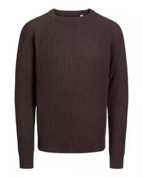 Мужской структурированный свитер с круглым вырезом Jack & Jones, коричневый
