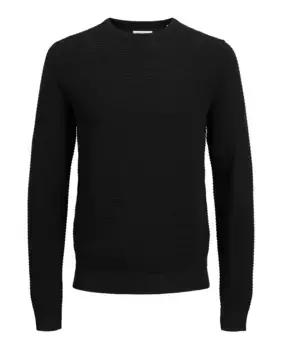 Мужской структурированный свитер с круглым вырезом Jack & Jones, черный