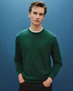 МУЖСКОЙ СВИТЕР ИЗ ХЛОПКА С КРУГЛЫМ ВЫРЕЗОМ Dustin, светло-зеленый