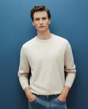 МУЖСКОЙ СВИТЕР ИЗ ХЛОПКА С КРУГЛЫМ ВЫРЕЗОМ Dustin, бежевый