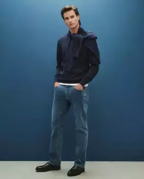 МУЖСКОЙ СВИТЕР ИЗ ХЛОПКА С КРУГЛЫМ ВЫРЕЗОМ Dustin, темно-синий