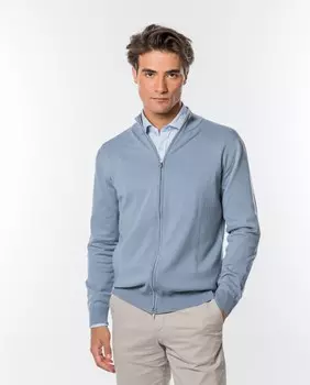 Мужской светло-серый вязаный жакет на молнии Wickett Jones, светло-серый