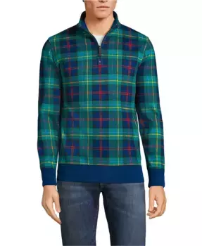 Мужской свитер Bedford Rib с застежкой на четверть Lands' End, зеленый