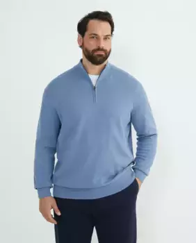 Мужской свитер больших размеров на молнии Dustin, синий