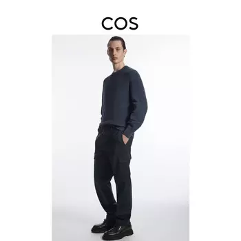 Мужской свитер Cos в рубчик стандартного кроя, темно-синий