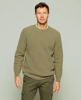 Мужской свитер цвета хаки с круглым вырезом Scotta 1985