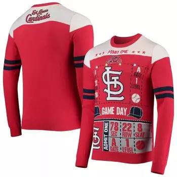Мужской свитер FOCO Red St. Louis Cardinals Ticket Ugly с подсветкой