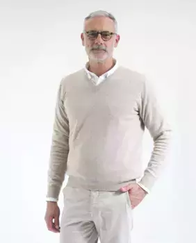 Мужской свитер из 100% кашемира светло-бежевого цвета с V-образным вырезом Wickett Jones, бежевый