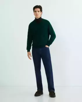 Мужской свитер из 100% шерсти с V-образным вырезом Alan Paine, темно-зеленый