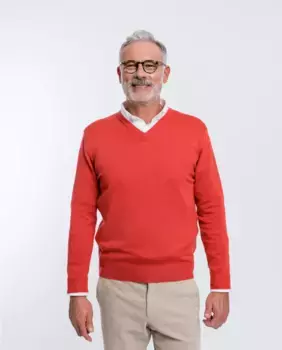 Мужской свитер из 100% тонкой мериносовой шерсти темно-оранжевого цвета Wickett Jones, оранжевый