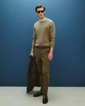 Мужской свитер из хлопка и кашемира с круглым вырезом Dustin, цвет Kaki