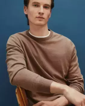 Мужской свитер из хлопка и кашемира с круглым вырезом Dustin, темно-коричневый