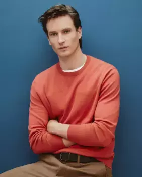 Мужской свитер из хлопка и кашемира с круглым вырезом Dustin, оранжевый