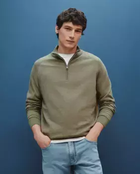 Мужской свитер из хлопка и кашемира с высоким воротником на молнии Dustin, цвет Kaki