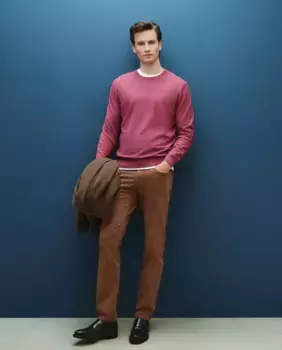 Мужской свитер из хлопка и кашемира с круглым вырезом Dustin, розовый