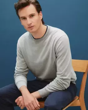 Мужской свитер из хлопка и кашемира с круглым вырезом Dustin, серый