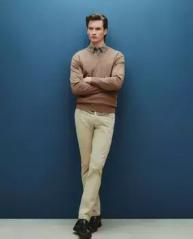 Мужской свитер из хлопка и кашемира с V-образным вырезом Dustin, темно-коричневый