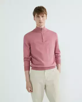Мужской свитер из хлопка и шелка с полумолнией FACONNABLE, розовый