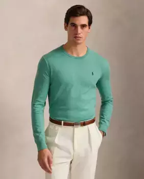 Мужской свитер из хлопка с круглым вырезом Polo Ralph Lauren, мятно-зеленый