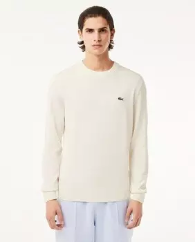 Мужской свитер из органического хлопка с круглым вырезом Lacoste, белый