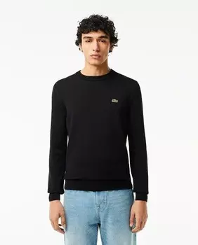 Мужской свитер из органического хлопка с круглым вырезом Lacoste, черный