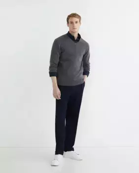 Мужской свитер из овечьей шерсти с V-образным вырезом Rushmore, серый