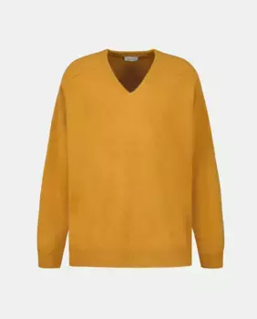 Мужской свитер из овечьей шерсти с V-образным вырезом Emidio Tucci, горчичный