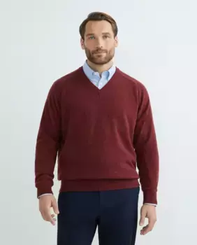 Мужской свитер из овечьей шерсти с V-образным вырезом Emidio Tucci, красный