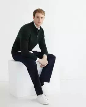 Мужской свитер из овечьей шерсти с V-образным вырезом Rushmore, темно-зеленый