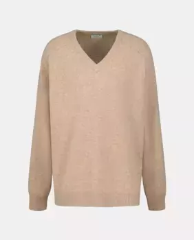 Мужской свитер из овечьей шерсти с V-образным вырезом Emidio Tucci, бежевый