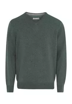 Мужской свитер из шелка и кашемира с V-образным вырезом GALERIA, зеленый