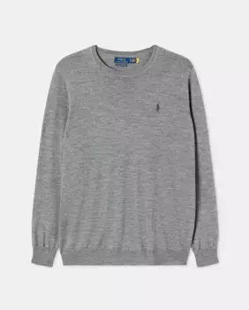 Мужской свитер из шерсти мериноса больших размеров Polo Ralph Lauren, серый