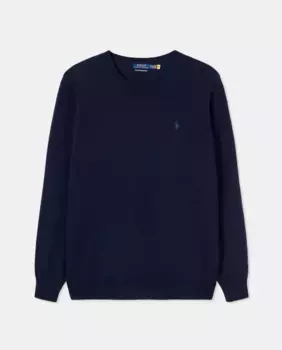 Мужской свитер из шерсти мериноса больших размеров Polo Ralph Lauren, темно-синий