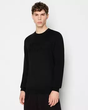 Мужской свитер из шерсти мериноса с логотипом Armani Exchange, черный