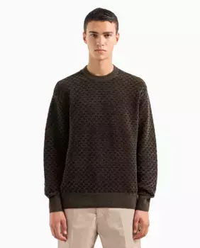 Мужской свитер из шиниллы с круглым вырезом Armani Exchange, темно-зеленый