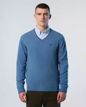 Мужской свитер из смесового кашемира с V-образным вырезом North Sails, синий
