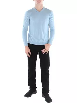 Мужской свитер из смесовой шерсти с v-образным вырезом Club Room, цвет Pale Glass