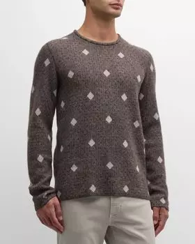 Мужской свитер из жаккардового кашемира с бриллиантами Giorgio Armani, цвет Solid Medium Grey