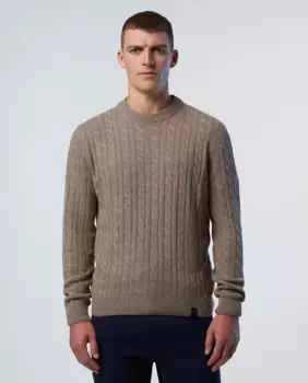 Мужской свитер косой вязки с круглым вырезом North Sails, бежевый